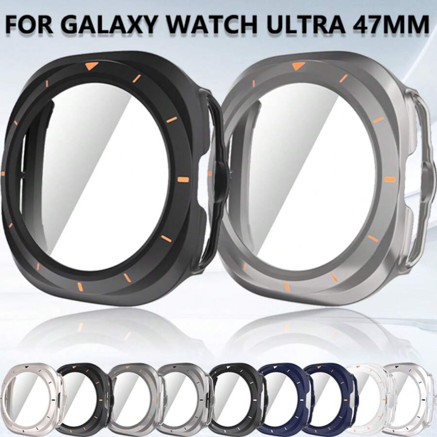 Tempered Glass+Case Compatible With Samsung Galaxy Watch 7 47mm Ultra Cover Hard PC Bumper Screen Protector Compatible With Galaxy Watch 7 47mm Ultra Accessories - Multicolor - View 1
