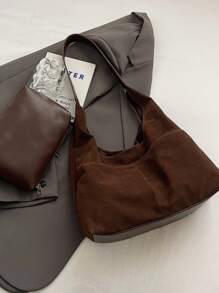 low tea 2 piezas Bolso de mujer tipo tote, bolso de hombro vintage casual de gran capacidad con múltiples bolsillos, cierre magnético, correa de hombro ajustable, adecuado para adolescentes, estudiantes universitarias, personas que van a la oficina, viajes, bolso, bolso vintage inspirado en el estilo retro para mujeres