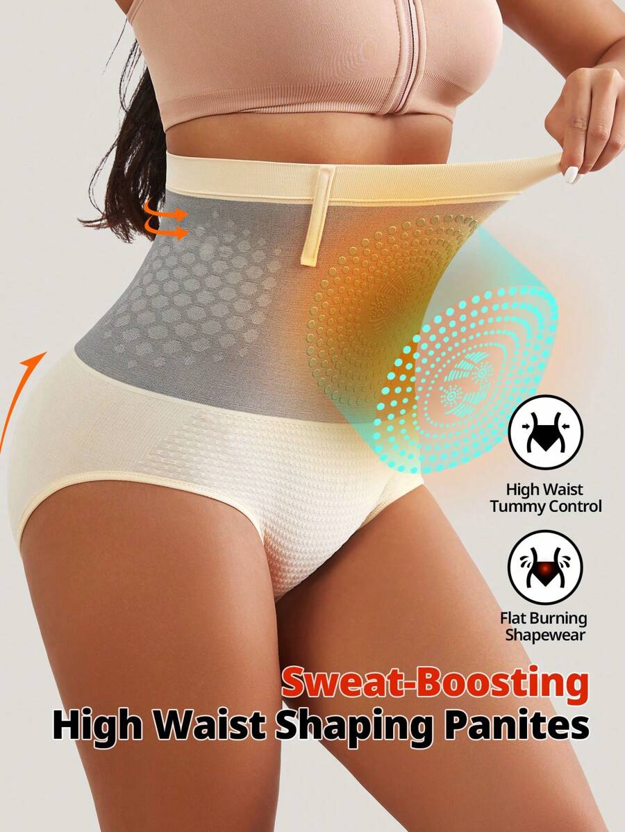 FLARIXA 1pc Women Seamless High Waist Shaping Panty Sports Shapewear Swear Boosting Workout Trainning Abdomen Control Waist Support Briefs Anti-Roll Waistband Slimming Underwear