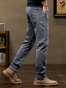 Men's Thick Fleece Warm Slim Straight Jeans