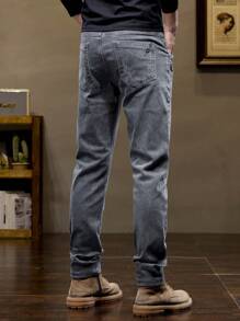 Men's Thick Fleece Warm Slim Straight Jeans