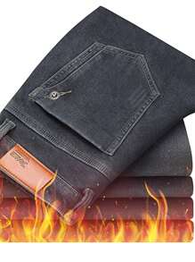 Men's Thick Fleece Warm Slim Straight Jeans
