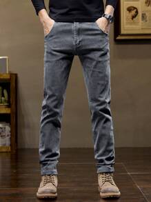 Men's Thick Fleece Warm Slim Straight Jeans