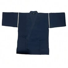 复古短袖日本传统武士和服男士浴衣浴袍宽松桑拿服透气家居服上衣裤桑拿服海军蓝 - 藍色 - 查看 3