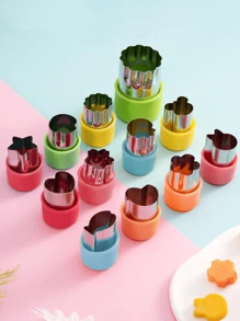 12 Pcs Vegetable Cutter Shapes,Stainless Steel Durable DIY Fruit Cookie Stamps Cake Food Cutting Mold Kitchen Tool - Multicolor - View 2