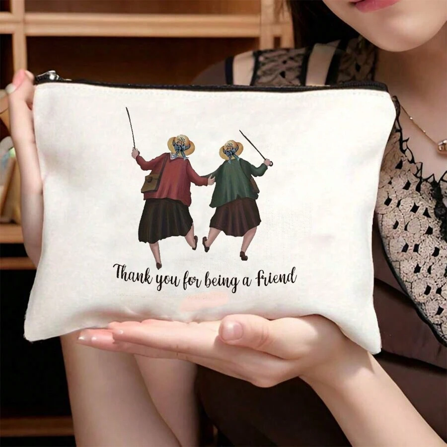 Friendship Gifts For Women, Thank You For Being A Friend Cosmetic Bag, Best Friend Birthday Gifts Makeup Bag, Christmas Graduation Gift For Friend Soul Sister BFF, Travel Makeup Pouch Cosmetic Bag Makeup Storage Makeup Organizer Travel Accessories Brush Bag Make Up Container Travel Stuff Travel Essentials Ladies Accessories Travelling Stuff College Vacation Cruise Summer Holiday Essentials Women Wash Bag Toiletries Bag Handbag Storage - Beige - View 1
