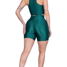 Kit 5 Shorts Women's 3D Suplex Leggings Gym High Waist Black/Pink/Green/Blue/Purple - 彩色 - 查看 6