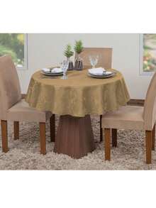 Kit Of 3 Luxury Round Tablecloths For Dining Room Jacquard 4 Seats - VÀNG - Xem 3