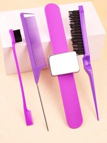 4 件套发刷套装、磁性腕带、边缘控制撕梳、发夹硅胶手环 - 彩色 - 查看 5