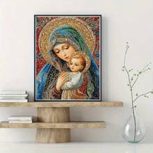 5D 钻石画套装（成人） - 宗教主题全钻马赛克艺术套装，圆形钻石 DIY 工艺品，适合初学者和爱好者的家居墙面装饰礼物，无框 29.97 厘米 X 40.13 厘米画布 - 彩色 - 查看 1