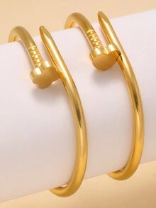 新款时尚复古不锈钢高品质花心手链，适合女性日常佩戴 - 金黃色 - 查看 6