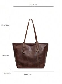 Năm 2024, Túi Tote Đeo Vai Có Quai Đôi, Sức Chứa Lớn, Chất Liệu Vải PU Chống Thấm Nước Kiểu Dáng Cổ Điển Joker, Thiết Kế Lưới Kim Cương, Kiểu Dáng Retro Thời Trang Mới Phù Hợp Để Đi Mua Sắm. - Cà phê nâu - Xem 4