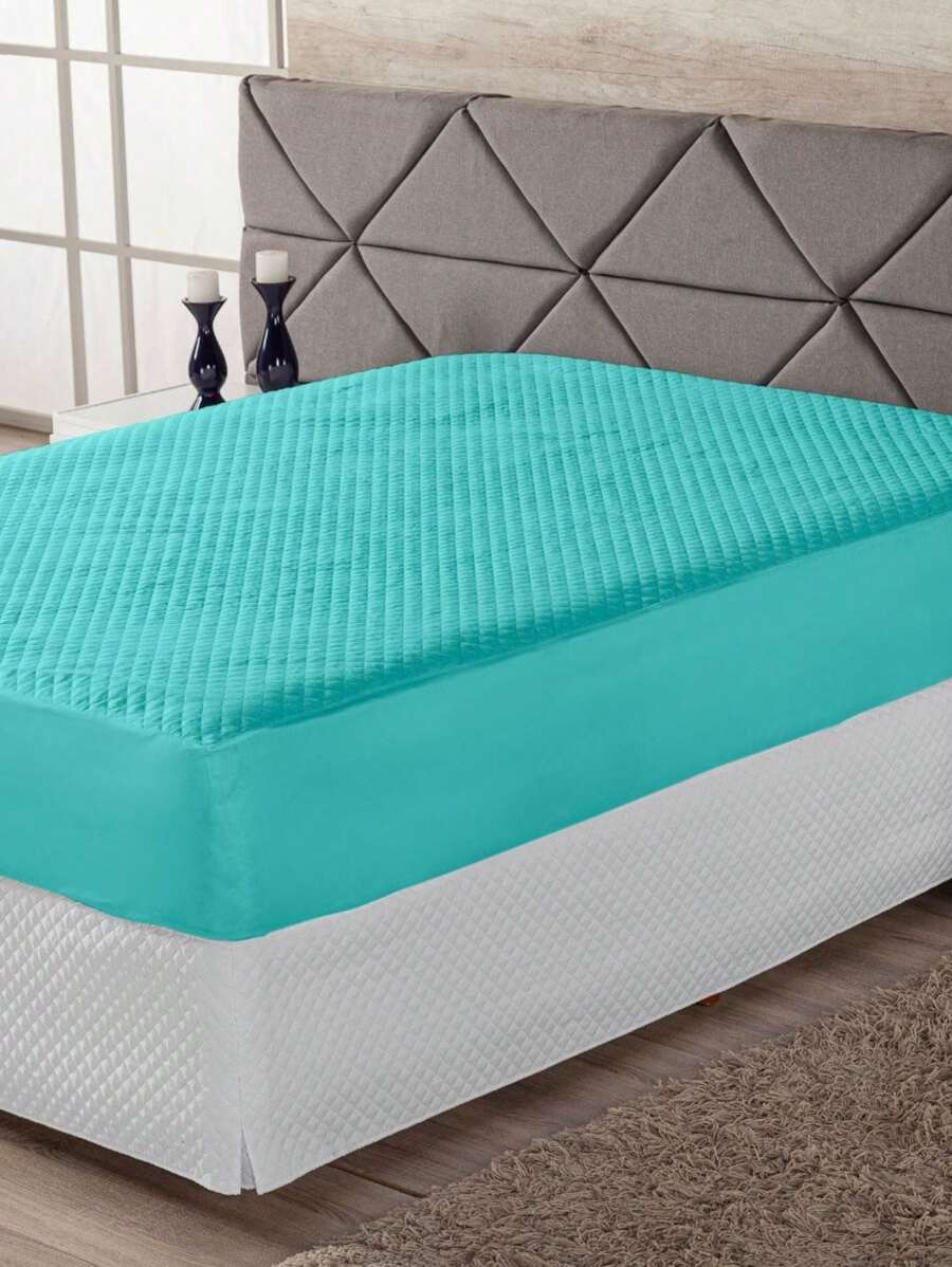 Waterproof Mattress Protector Queen King Double Quilted With Elastic Various Colors - 淺藍色 - 查看 1