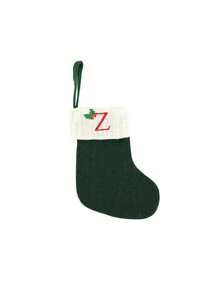 1 pièce Bas de Noël tricoté avec lettres, rouge, blanc et vert 3 couleurs, comprend 26 lettres anglaises. Peut être utilisé comme décoration de fête à la maison, ornement à accrocher au sapin de Noël ou au chevet, petit cadeau pour fête des fêtes, décoration d'Halloween - Multicolore - Voir 38