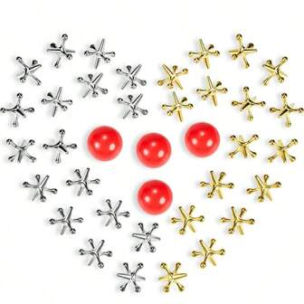 1 Set Jacks Game Christmas Toys Kit, Include Metal Jacks And Red Rubber Balls With Bag For Adults Twister Game, Adult Games Game, Christmas Games, Games For Adults, Board Games, Christmas Games, Games, Christmas Games For Adults