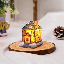 1pc Đồ trang trí Giáng sinh bằng nhựa Giáng sinh Ngôi nhà nhỏ Cảnh quan nhỏ Đồ trang trí ngôi nhà tuyết phát sáng, Giáng sinh - Nhiều màu - Xem 21