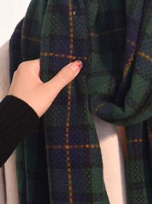 1 chiếc khăn choàng cổ họa tiết kẻ caro cổ điển dành cho nữ, cỡ lớn, giản dị, viền tua rua thanh lịch, vải cashmere giả ấm áp & thời trang đơn giản, thích hợp làm phụ kiện sử dụng hàng ngày cho phụ nữ mùa đông thu - Nhiều màu - Xem 5