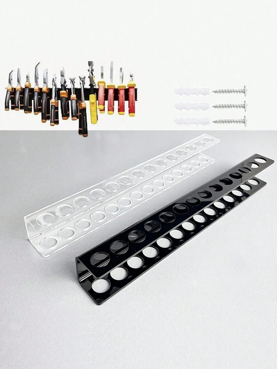 1 件黑色/透明亚克力 14 孔壁挂式储物架，手动工具收纳架 - 彩色 - 查看 1