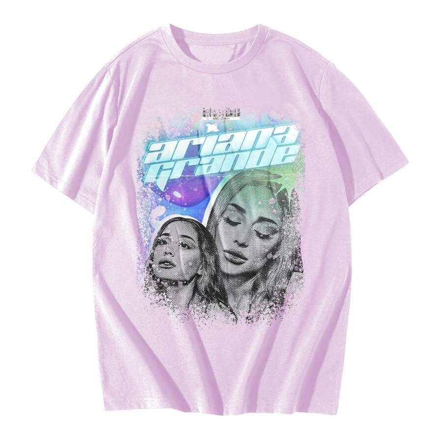 Rock Band T-Shirt Shirt Blouse - 淺粉色 - 查看 1