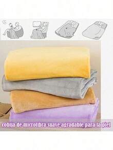 235*180cm pieza Manta liso simple franela cálido para casa cobijas frazada colores aleatorio - Púrpura malva - Ver 3