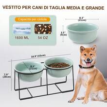 Set di ciotole rialzate per amanti dei cani e mamme di cani - Ciotole per cibo e acqua rialzate con supporto antiscivolo - Set di ciotole in ceramica pesante con scritta "Amante dei cani e mamma di cani" - Ciotole per gatti/cani extra larghe e profonde come regalo per amanti dei cani e mamme di cani - 2 x 1600 ml