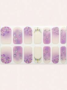 Minimalist Valentine's Day Lavender Floral Design 3D Embossed Plant Flower V-Shape DIY Freestyle Nail Stickers - 彩色 - 查看 3