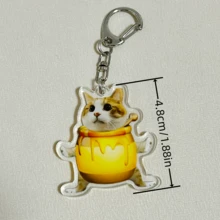Llavero acrílico con emoticono de gato lindo de la miel - Amarillo - Ver 2