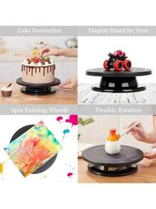 1 pieza Soporte giratorio para tartas de Navidad, soporte para tartas de cumpleaños y exhibidor giratorio de postres, plataforma giratoria para tartas para fiestas de cumpleaños, recepciones de bodas, restaurantes, pastelerías, tiendas de repostería, soporte para tartas y herramientas de hornear - Multicolor - Ver 5