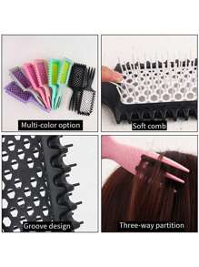 卷发定型刷，1 件迷你空心梳子头发和顺发刷，卷发刷卷发刷，顺发刷超柔软梳齿 - 轻松梳理缠结 - 适用于卷发、直发、女性、干湿发 - 彩色 - 查看 8