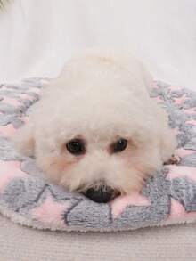 涤纶三角纹舒适毛绒可水洗宠物猫狗圆形窝垫适合中小型犬猫秋冬季居家使用（适合体重10kg以下的猫狗） - 深灰色 - 查看 6