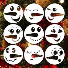 9 件装雪人脸模板，用于在木头上绘画，6 英寸圣诞圆形模板可重复使用，圣诞节装饰节日绘画模板，用于墙面标志帆布面料礼品盒日记本家居装饰艺术工艺品 - 乳白色 - 查看 2