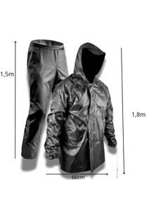 Motorcycle Rain Cover Set Rubberized Waterproof Motoboy Reflective Bag - Negro - Ver 3