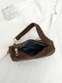 纯色奢华轻便时尚斜挎包 - 咖啡棕 - 查看 7