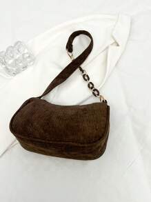 纯色奢华轻便时尚斜挎包 - 咖啡棕 - 查看 5