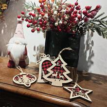 GUANGYUAN 1 đồ trang trí treo Giáng sinh bằng gỗ tuần lộc lát gỗ dán ông già Noel tiệc tại nhà treo người tuyết đồ trang trí trang trí Giáng sinh bằng gỗ trang trí cây thông Noel mặt dây chuyền trang trí cho cửa trước treo và trang trí cảnh tiệc ngày lễ trang trí tường nền sân trong - chuông giáng sinh - Xem 2