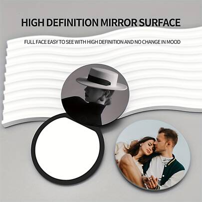 1pc Customized Portable Compact Mirror, Featuring Personalized Portrait, Pet Or Scenery Graphic, High Definition Printing, Can Be Given As Holiday Gift, Christmas Or Halloween Present For Family And Friends,For Holiday Beach, Bathroom Collection, Bedroom Collection, Large Capacity