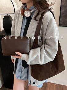 1 pieza Bolso de hombro multibolsillo FEISTURE, hecho de tela con apariencia, incluye una mini bolsa, adecuado para niñas, mujeres, estudiantes universitarias, mujeres que inician su carrera y damas de oficina, excelente para el trabajo, los negocios, los trayectos y la escuela, bolso de moda
