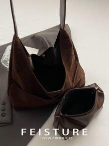 1 pieza Bolso de hombro multibolsillo FEISTURE, hecho de tela con apariencia, incluye una mini bolsa, adecuado para niñas, mujeres, estudiantes universitarias, mujeres que inician su carrera y damas de oficina, excelente para el trabajo, los negocios, los trayectos y la escuela, bolso de moda