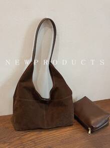 1 pieza Bolso de hombro multibolsillo FEISTURE, hecho de tela con apariencia, incluye una mini bolsa, adecuado para niñas, mujeres, estudiantes universitarias, mujeres que inician su carrera y damas de oficina, excelente para el trabajo, los negocios, los trayectos y la escuela, bolso de moda