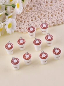 10pcs/Pack Mixed Coffee Cup Resin Pendant, Suitable For Women DIY Jewelry Making - Multicolor - View 12