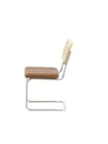 Set Of 2, Teddy Velvet Dining Chair With High-Density Sponge, Rattan Chair For Dining Room, Living Room, Bedroom, Black - 棕色+PU-1 - 查看 9