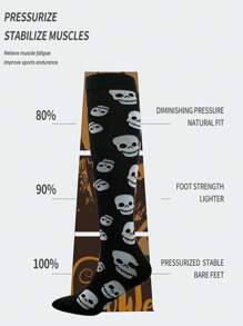 4 Paar Laufsocken mit Totenkopf-Muster, professionelle Langzeit-Kompressionsstrümpfe für Sport und Outdoor, geeignet für Menschen, die lange stehen müssen