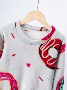 2pcs/Set Young Girl Flannel Pajamas Suit With Warm Lining, Autumn/Winter Children Thicken Homewear Thermal Underwear Set