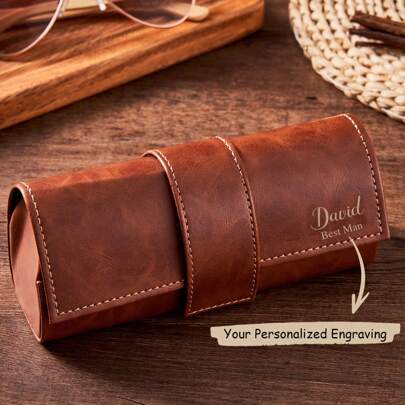 Personalized Sunglasses Leather Case, Customized Unisex Sunglasses Box, Groomsman Gift, Groom Gift, Christmas Gift, Customized Eyewear Accessories, Retro Style, Colorful, Cute, Charming, Fun, Kawaii, Y2K, Fashion, Unisex, Casual, Customized, Unique, Personalized, Ideal Gift For Him, Ideal Gift For Her, Boyfriend, Girlfriend, Family, Friends, Customized Eyewear And Accessories