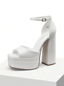 New Arrival Women Fashion Ankle Strap Platform Chunky Heeled Sandals, Sexy Peep Toe Ultra High Heel Sandals For Festival Party, Nightclub Date