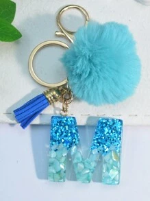 1 móc khóa chữ cái tiếng Anh bằng nhựa màu xanh lục lam có tua rua và bông trang trí, dành cho bạn bè và mẹ, phụ kiện xe hơi, móc treo túi xách, phụ kiện ba lô đi học, phụ kiện Halloween phong cách Gothic Y2K dễ thương, quà tặng Ngày Nhà giáo, Giáng sinh, quà tặng cho mẹ, cha, tốt nghiệp và giáo viên. - Màu xanh ngọc - Xem 37