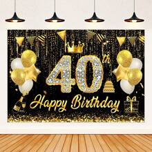 AFYPRTY 1 pieza 100*150cm Fondo de fiesta de 18 cumpleaños con números de strass, fondo de poliéster negro y dorado, accesorio fotográfico, decoración de fiesta de cumpleaños 16, 30, Navidad - Multicolor - Ver 15