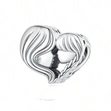 bamoer 1 件 925 纯银婴儿脚印吊坠饰品母亲永恒之心珠子女士手链项链母亲节礼物 - 銀色 - 查看 14