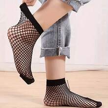 Kit 12 Pairs Of Mid-Calf Fishnet Stockings For Adults - 黑色 - 查看 5
