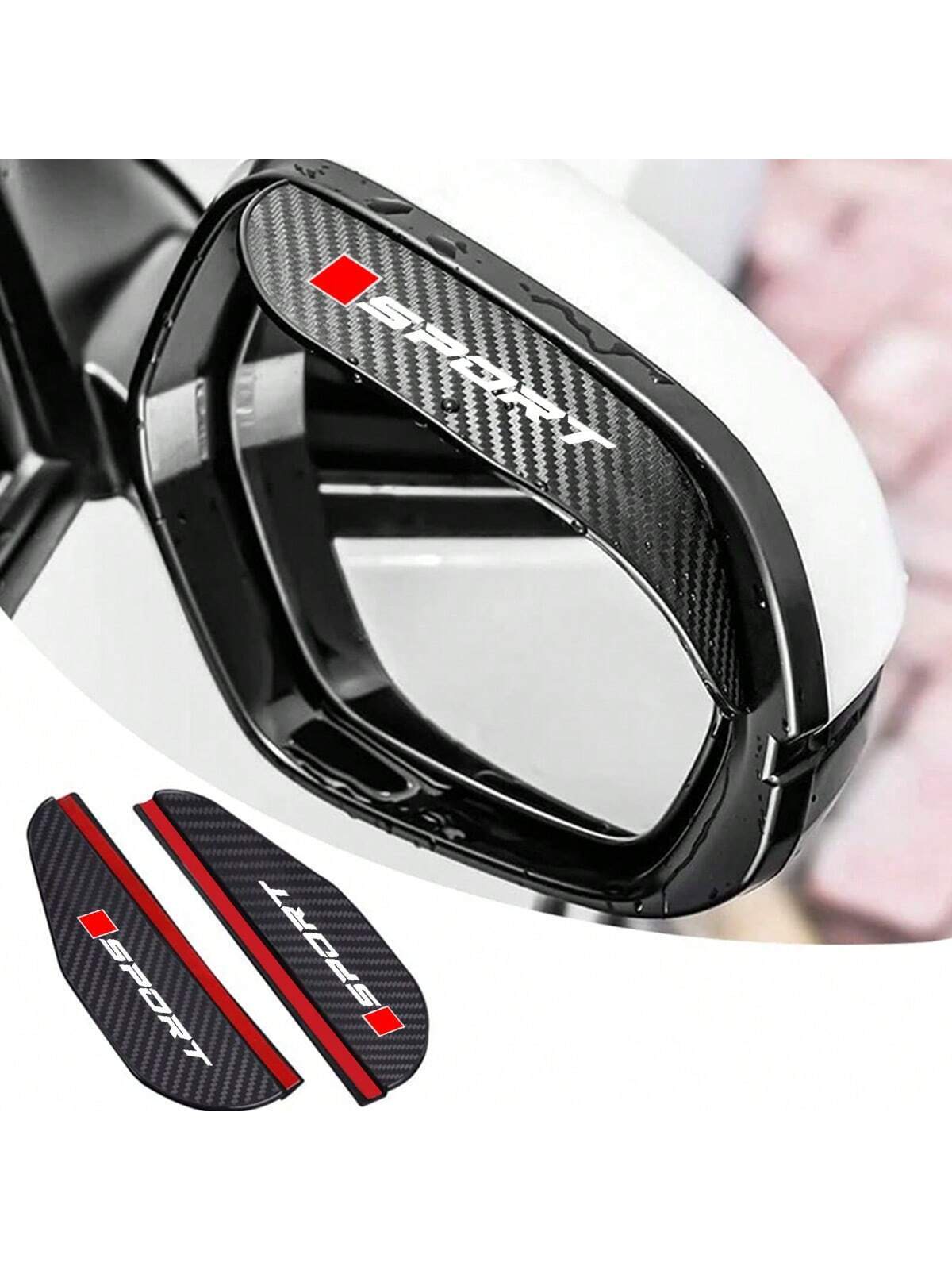 2 PCS السيارة الخلفية مرآة المطر الحاجب الكربون ألياف الرؤية الخلفية مرآة Rain Snow Blocker Sun Sun for Audi BMW Mercedes Benz for VW Toyota | مقاس: حجم واحد